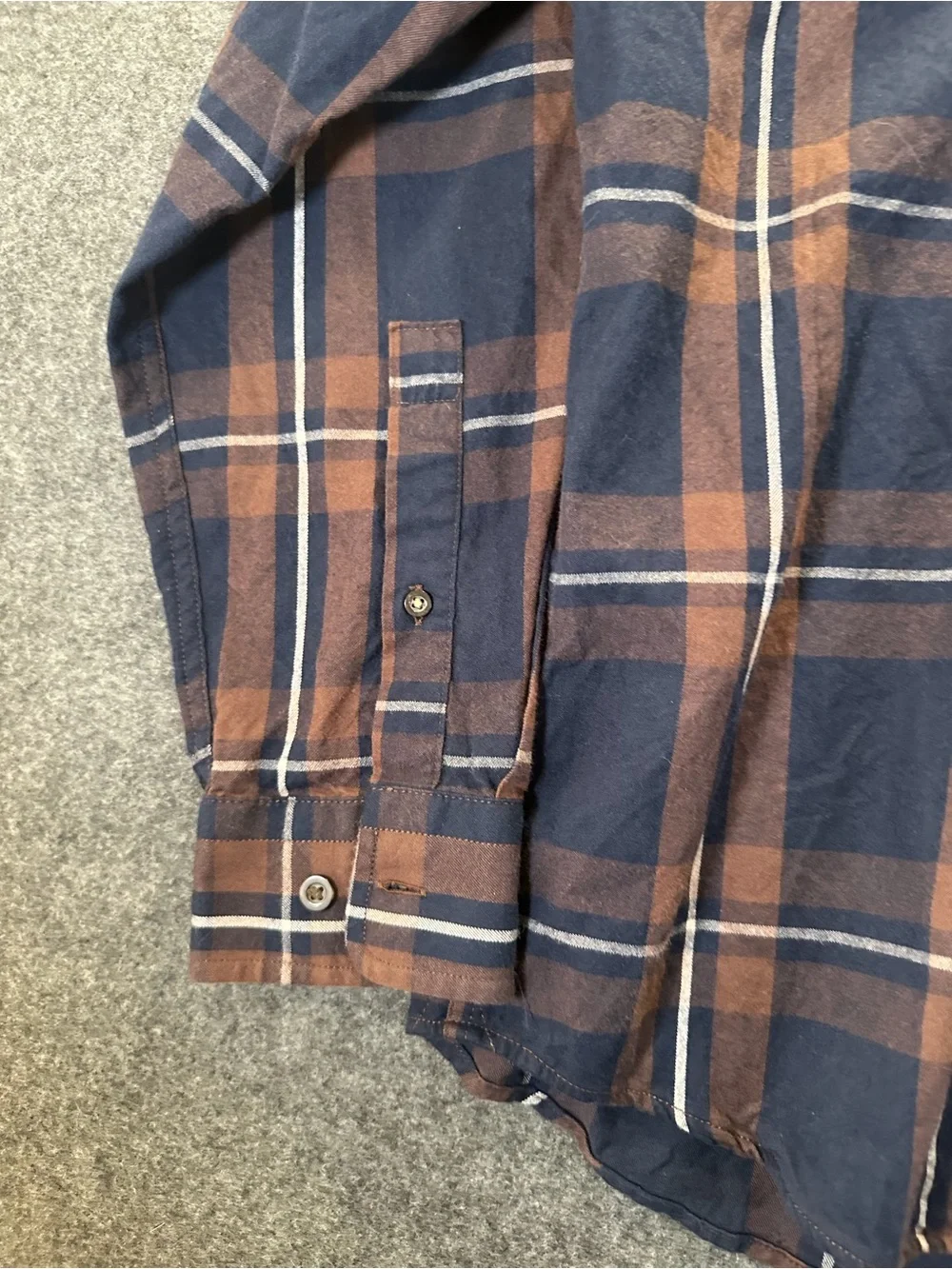 Banana Republic Navy and Brown Plaid Button-Up Shirt